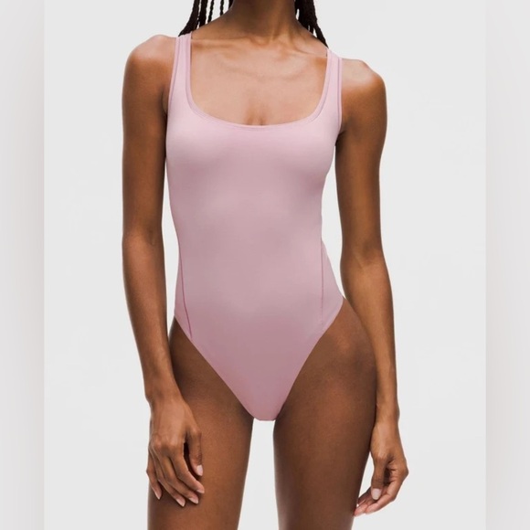 Lululemon Wundermost Ultra-Soft Nulu Square-Neck Sleeveless Bodysuit - XL Rose - Picture 1 of 6